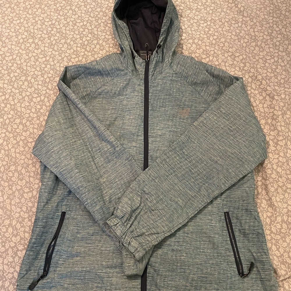 New Balance Women’s Lightweight Rain Jacket XL Heathered Teal Running